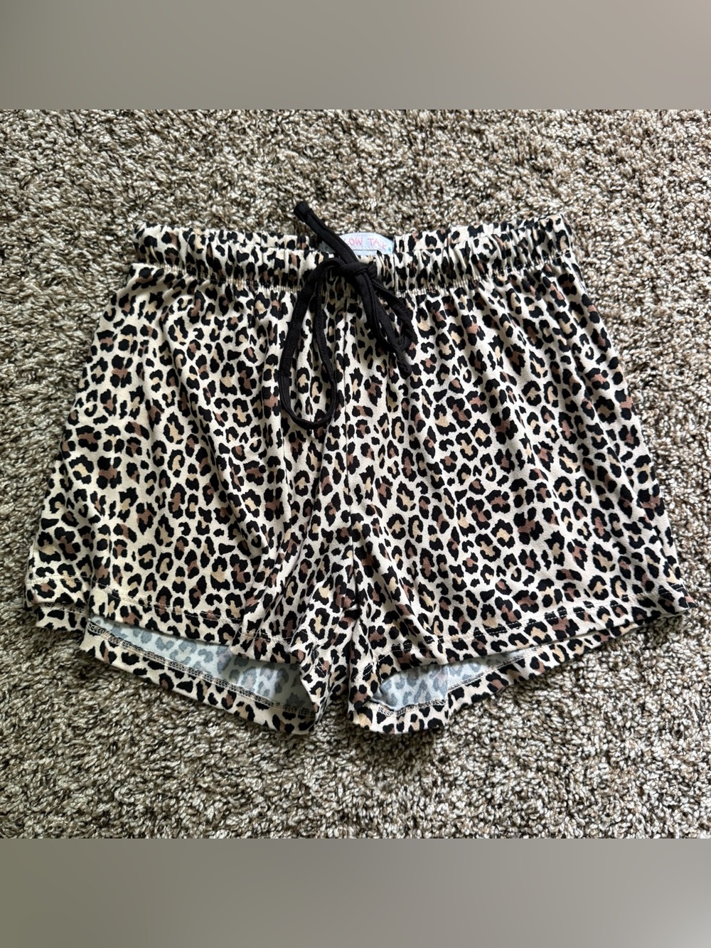 Women’s Leopard Print Sleep Shorts - Black Tie Waist